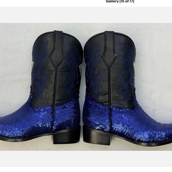 White Diamond Youth Girl Sequins Pointed Cowgirl Boots sz 20 or 4.5-5 US - Picture 14 of 16
